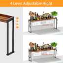 Spice Rack Shelf for Kitchen Stove, Over the Stove Shelf with 4 Level Adjustable Height, Over Stove Spice Rack with 4 Hooks, Rustic Brown + Black