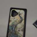 for iPhone 17 Case - Wireless Charging Compatible - Dual-Layer Hard Shell + Silicone Cover - Shockproof Protective Phone Case with Stylish Designs for Women - Peacock and Flower