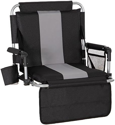 LET'S CAMP Folding Stadium Seat Bleacher Chair with Cup Holder, Mesh Bag and Hide Hooks, Portable Stadium Chair with Back and Cushion LET'S CAMP Folding Stadium Seat Bleacher Chair with Cup Holder, Mesh Bag and Hide Hooks, Portable Stadium Chair with Back and Cushion