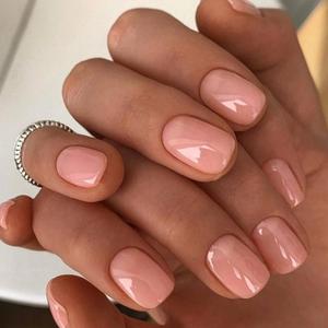 GLAMERMAID 48Pcs 2Packs Press on Nails, Spring Summer Pure Nude Gel Extra Short Squoval Glue on Nail Sets, Glossy Short Square Reusable Fake Nails Acrylic False Nails Manicure Kits for Women