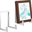 Sweetude 2 Pcs Large Plate Stands for Display Metal Frame Plate Holder Display Stand Decorative Table Top Easels for Picture, Book, Platter, Photo Easel (Silver,6 Inch)