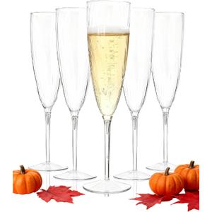 WDF 36PCS Clear Champagne Flutes Plastic - 6 OZ Clear Disposable Champagne Flutes Party Supplies for Wedding/Birthday/Parties