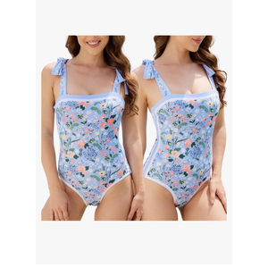 Reversible Floral One Piece Swimsuit for Women Double-Sided Bathing Suit Adjustable Straps & Built-in Padding Swimwear,L