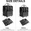 Large Rolling Tote Bag with Wheels, 130L Foldable Shopping Cart & Grocery Bag, 5 Swivel Wheels & 3 Handles, Multiple Pockets & Zippered Closure, Heavy Duty for Laundry, Moving, Travel, Camping, Black