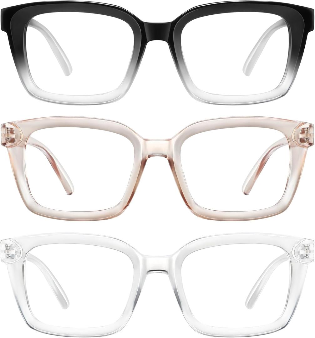 XVXV Reading Glasses for Women Men - Blue Light Blocking Readers Oversize Oprah Square Anti Glare/Eyestrain Spring Hinge (Mix5)