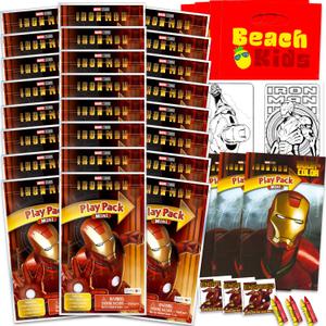 Marvel Iron Man Mini Party Favors Set for Kids - Bundle with 24 Mini Iron Man Grab n Go Play Packs with Coloring Pages, Stickers and More (Avengers Birthday Party Supplies)