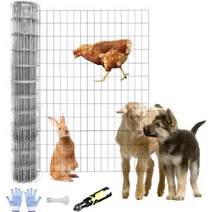 Tongmo 3 ft x 100 ft Galvanized Welded Wire Fence, 16GA Garden Chicken Wire Fence Roll, Mesh Size 2" x 4"Hardware Cloth, Ideal for Yard Protection and Poultry Netting