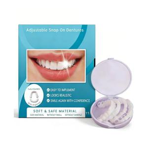 1 Pair Veneers Snap in Teeth, Adjustable Temporary Covers Clip for Women Men