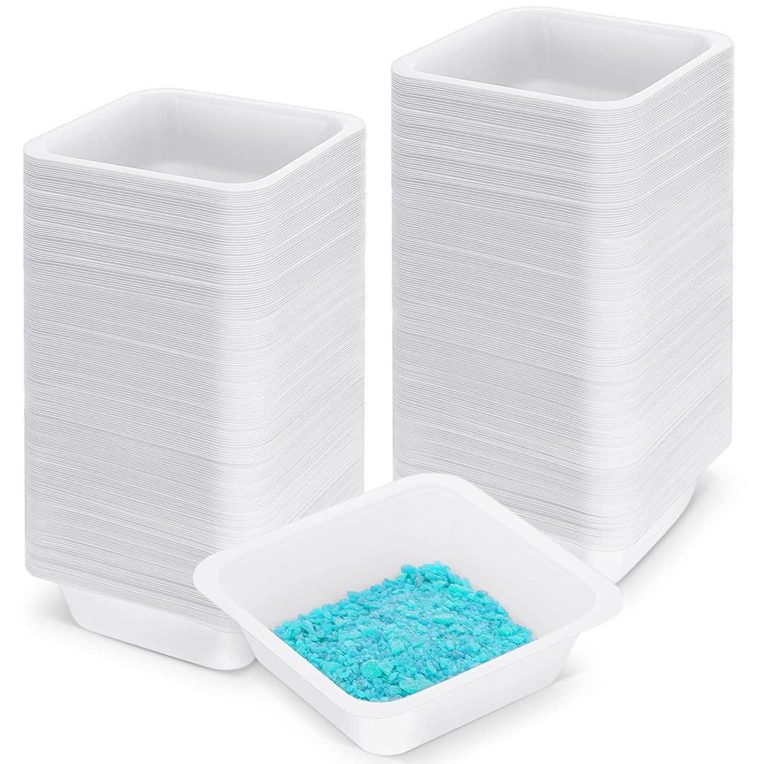 Sherr 125 Pack 100ml Weigh Boats Medium Large Bulk Anti Static White Pans Plastic Square Easy Pour Boats Weighing Trays for Capsule Filling, Lab Dish, Powder, Liquid, Food, Sample Container