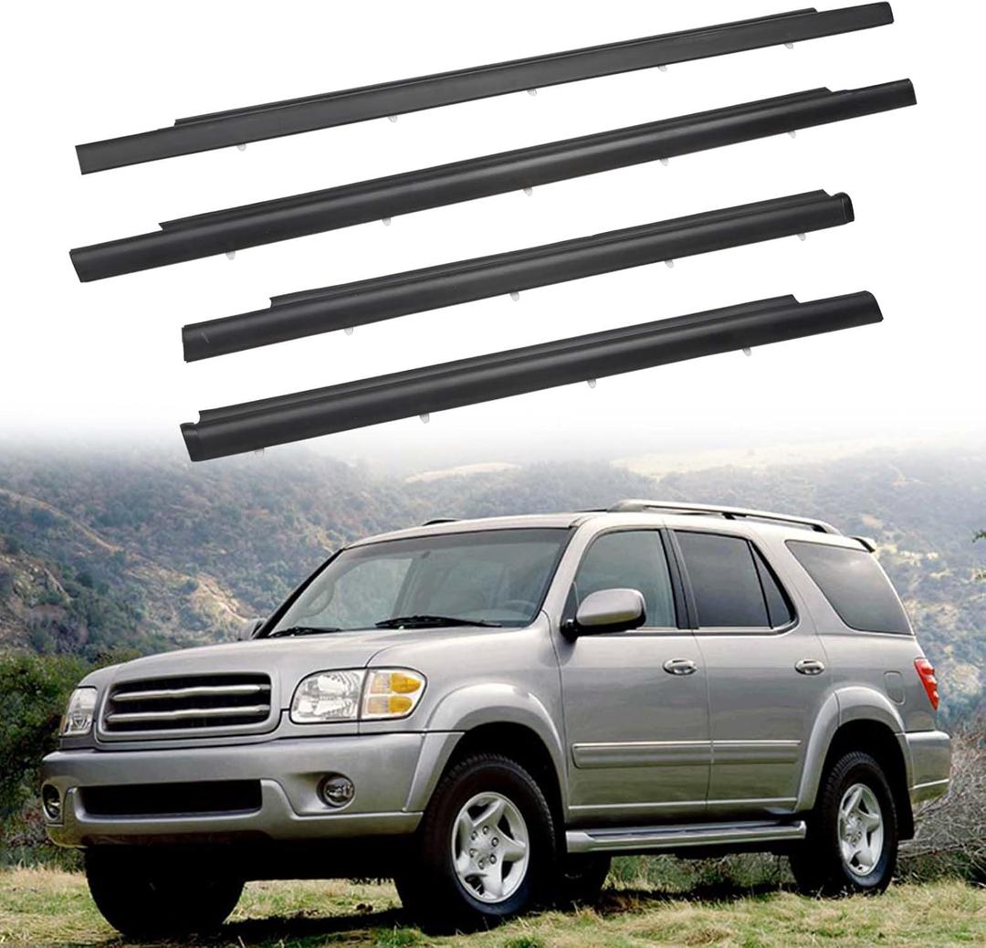ZONFANT 4 Pcs Car Outer Door Window Moulding Trim Weatherstrip Seal Belt Compatible with Toyota Vehicle 2001-2007 Sequoia, Replace#75710-0C010 75720-0C010 75730-0C010 75740-0C010