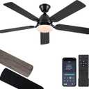 Ceiling Fans with Lights, 52 Inch Low Profile Ceiling Fan with Light and Remote Control,Reversible, 3CCT, Dimmable, Quiet, Black Ceiling Fan for Bedroom Indoor/Outdoor Use