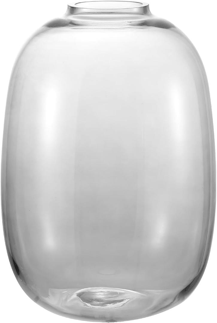 Black Glass Vase, 10 Inches Large Glass Vase for Flowers, Tall Modern Vases, Tall Floor Vases for Living Room, Bedroom, Mantle, Shelf, Wedding, Office, Entryway (Gray)
