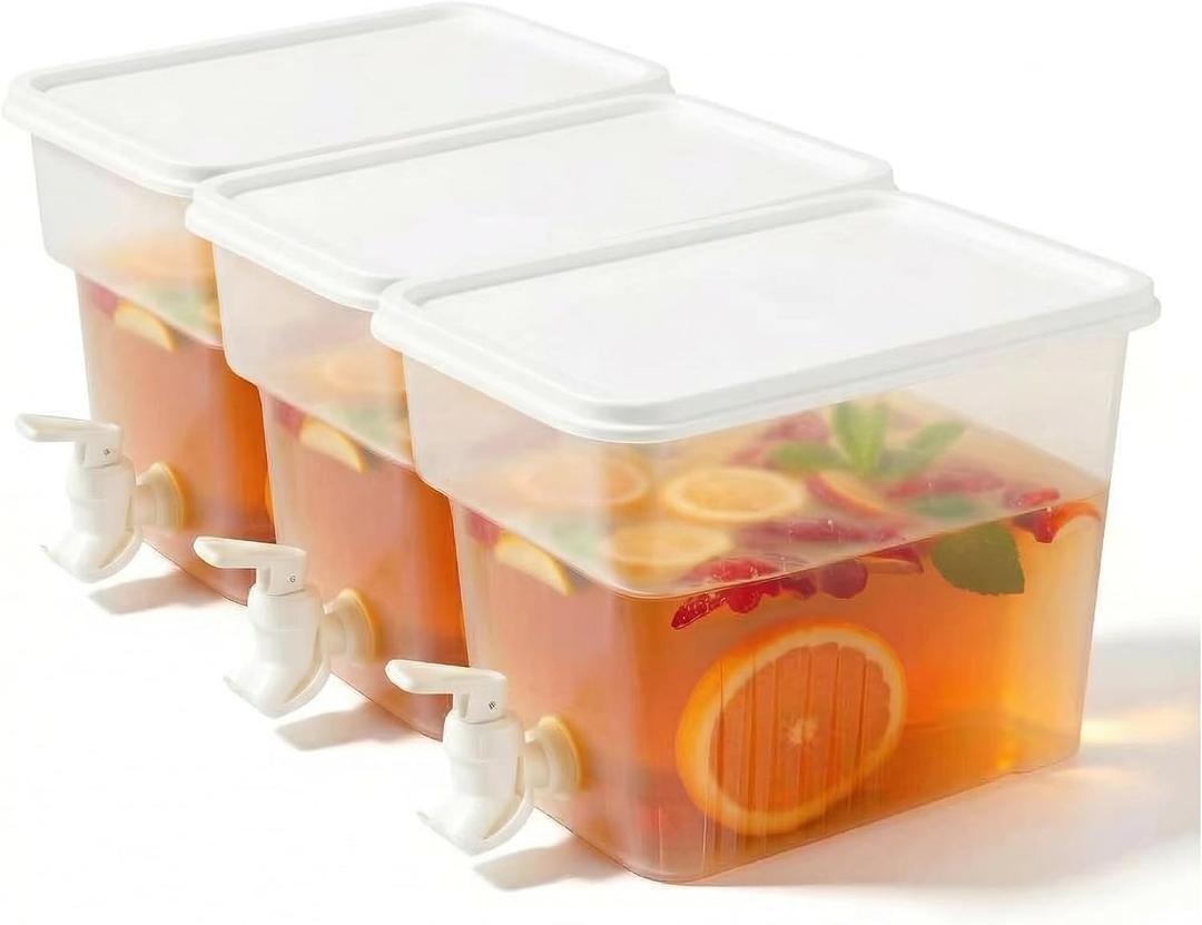 BEWBBAT 3 Pack 1.3 Gallon Fridge Drink Dispenser with Spigot, Leak-proof Plastic Beverage Drink Dispenser Refrigerator Iced Juice Lemonade Dispenser Water Dispenser for Party