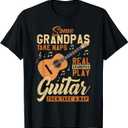 Some Grandpas Take Naps Real Grandpas Play Guitar Father Day T-Shirt Large