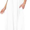 AUSELILY Womens Off The Shoulder Dress Summer Casual Long Ruffle Party Side Split Beach Maxi Dresses with Pockets (Small, White)