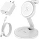 Charging Station for Apple Magnetic Wireless iPhone Mag-Safe Charger,15W 3in1 Foldable Wireless Dock Fast MagSafe Charger Stand for iPhone 17 Pro Max/16 Plus/16 ProMax/15/14/13,Apple Watch,AirPods Pro (1Pack, White)