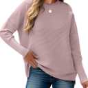 ANRABESS Womens Oversized Batwing Long Sleeve Ribbed Knit Sweaters 2025 Fall Outfits (Small, Pink)