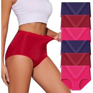 PPBYS Womens Underwear Pack,C Section High Waisted Tummy Control Moisture-Wicking Brief Underwear,plus size Panties 6 Packs XL