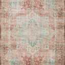 Loloi Heidi Terracotta/Aqua 2'-0" x 5'-0" Accent Rug | HEI-01 Printed Approx. 2x5 Orange Entryway Kitchen, Timeless, Classic, Textured, Old-World, Accent Rug