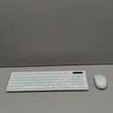 Wireless Keyboard and Mouse Combo, Full-Sized Wireless Keyboard and Adjustable DPI Mouse, 2.4GHz USB Receiver, Keyboard and Mouse for PC, Windows, Desktop, Laptop (Mint Green and White)