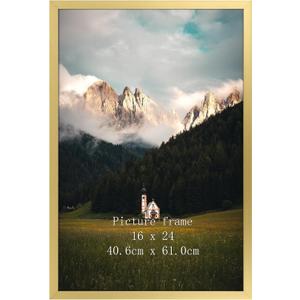 Giftgarden 16x24 Picture Frame Gold, Textured Metal Poster Frame 24x16 for Wall Display, Single