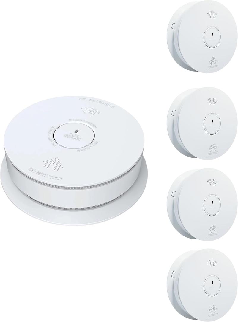 AH886F Combo Smoke & Carbon Monoxide Alarm, Voice Alarm System, Interconnect Hardwired, Combo Alarm, 10-Year Battery Powered, Led Warning Light Indicator (4)