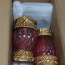 LUANT Vintage Red Bathroom Accessories, 5Piece Bathroom Accessories Set, Bathroom Set Features, Soap Dispenser, Toothbrush Holder, Tumbler & Soap Dish - Golden Glossy - Bath Gift Set