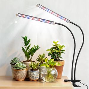 Grow Light for Indoor Plants, 120 LEDs Full Spectrum 5700K Plant Lamp with Red Blue White Light, 5-Level Dimmable, 4/8/12H Timer, Adjustable Clamp Stand(Dual Head)