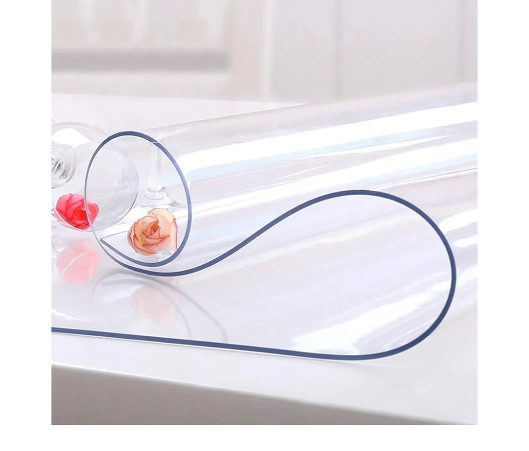 NECAUX Custom Multi-Size 1.5mm Thick Clear PVC Table Cover Protector - 36 x 48 Inch Plastic Protective Table Pad Kitchen Wood Grain Vinyl Table Cover