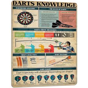 Retro Metal Sign Darts Knowledge Vintage Metal Sign Bar Cafe Tin Signs Aluminium for Home Bar Kitchen Pub Wall Decor Cafe Bedroom Home Decor 8x12Inch