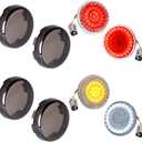 NTHREEAUTO 1157 LED Turn Signals Front Rear Lights 2Inch Bullet Smoked Lens Cover Compatible with Harley Street Glide Road Glide Sportster Dyna Softail Iron 883 Touring 1986-2023