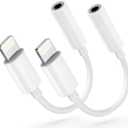 Apple MFi Certified Lightning to 3.5mm Headphone Jack Adapter -Premium Audio Quality & DAC Chip for Music Listening Car, Gym, Home Office, Compatible with iPhone 14/13/12/11/X/8/7 2Pack (White)