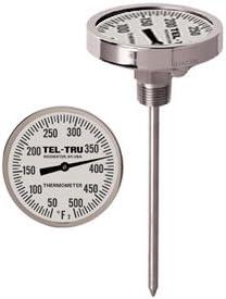 Tel-Tru UT300 Barbecue Thermometer, 3 inch aluminum dial, 6 inch stem, 50/550 degrees F