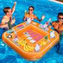 Floating Table for Pool Game with Waterproof Playing Cards, Inflatable Pool Party Tray Float for Drink Snack Holder, Floating Card Game Table, Pool Accessories for Hot Tub, Beach Summer Parties White