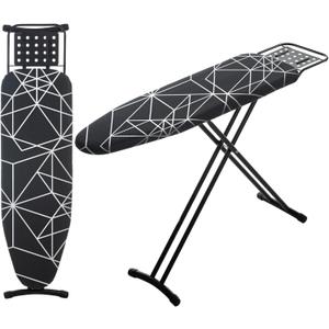 RAINHOL Ironing Board 43x13, Compact Iron Board Full Size with Heavy Duty Iron Rest, Thick Padded Cover, Adjustable Height, Sturdy Lightweight Steel Legs, Black