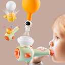 Breathing Exerciser for Kids, Sensory Toys with Whistle, Floating Blow Pipe Balls, Balloon Launcher, Autism Speech Therapy Toys for 3 4 5 6 7 Year Old Boys Girls Gifts- Green