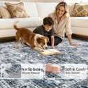 10x12 Area Rug: Washable Neutral Navy Blue Rugs for Living Room | Non Slip Stain Resistant Indoor Floor Carpet for Bedroom Dining Kitchen Farmhouse Nursery Home Office Kid & Pet Friendly