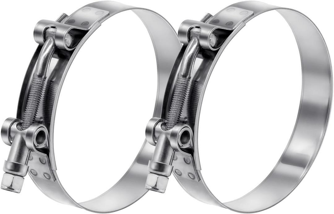 2 Pack 3.5 inch T-Bolt Hose Clamps, Stainless Steel_304 Working Range 95mm-103mm for 3.5" Hose ID, Turbo Intake Intercooler Clamp for Automotive