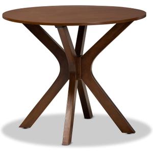 Baxton Studio Kenji Modern and Contemporary Walnut Brown Finished 35-Inch-Wide Round Wood Dining Table