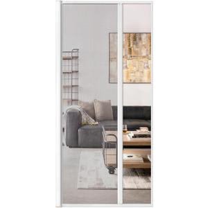 Paramondo Retractable Door Screen for Single Door, Free Stop Sliding Patio Doors - Durable White Aluminium Frames with Fiberglass Mesh - White, Size 34 5/8" Wide x 81 3/8" High