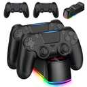 Fisherg 2 Pack Controllers with Charging Dock Station for PS4 Controller, Wireless Controller Compatible with PS4/Pro/Slim Consoles, with LED Charging Dock, Black