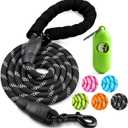 COOYOO Dog Leash 6 FT Heavy Duty - Comfortable Padded Handle - 1/2 inch Reflective Dog Leash for Medium Large Dogs with Poo Bag Dispenser
