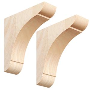 Vercraft 2 Pcs Wood Corbel Wooden Shelf Brackets, Unfinished Paintable Bracket with Hanging Hook for Doorway Countertop Kitchen Cabinet Book Shelves, Rubber Wood (6 x 6 x 1.75 Inches)