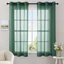 MIULEE Christmas Solid Color Sheer Curtains 63 Inches Long 2 Panels Set Elegant Lightweight Grommet Light Filtering Window Voile Panels/Drapes/Treatment for Bedroom Living Room W42 x L63, Hunter Green