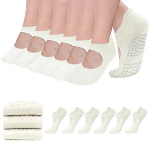 AUHUAYAO pilates socks with grips for women yoga socks for women non slip dance socks pure barre socks yoga sets ballet grip socks socks with grips (US, Alpha, One Size, Regular, Regular, 6, white) (White)