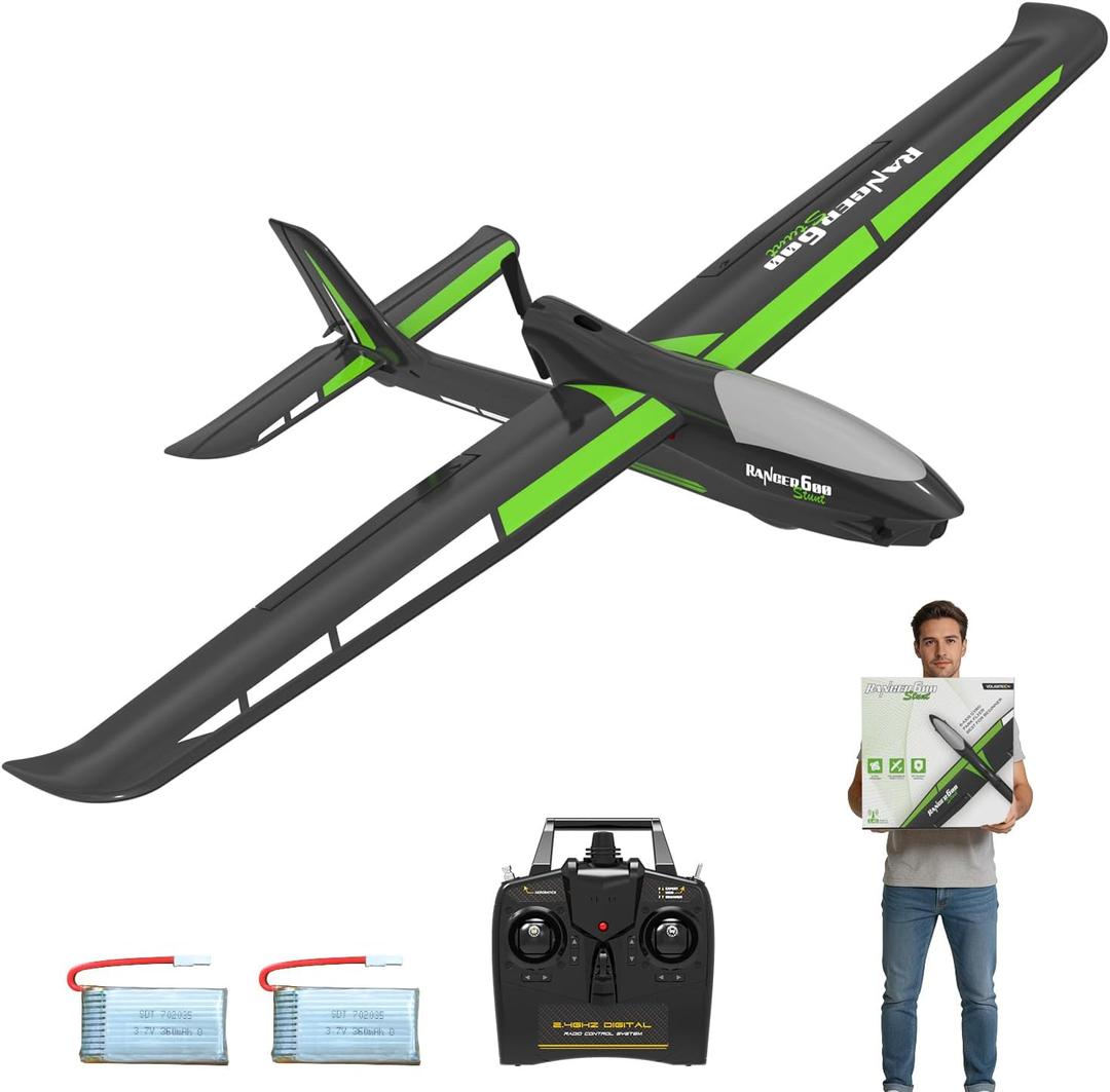 volantexrc RC Plane, 4CH Remote Control Glider Airplane RTF with 6-Axis Gyro, 3 Modes & Aerobatics Easy to Fly, 2.4GHz Radio Controlled Aircraft for Beginners& Adults, Ranger600 Stunt, Black, 600mm Wingspan