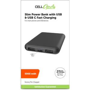 CELLcandy® USB & USB C Fast Charging Slim Power Bank