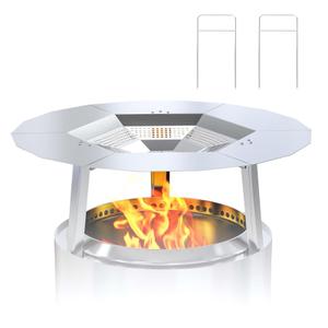 One-Piece Fire Pit Heat Deflector for Solo Stove Yukon 27", 304 Stainless Steel Heat Diffuser Accessories for Captures and Redirects Warmth for Most 27" Outdoor Backyard/Camping Fire Pit Stove