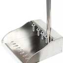 Metal Dustpan Long Handle Stainless Steel Dustpan,Heavy Duty Standing Dust Pan with Teeth, Indoor Outdoor Up for Home Kitchen Lobby Room Office
