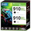 910XL Black Ink Cartridges Combo Pack Replacement for HP 910 Black Ink Cartridges Compatible with HP Printer Work with Officejet Pro Series Printer 8020 8010 8025 Ink High Yield With V17.2.1 (2 Pack)
